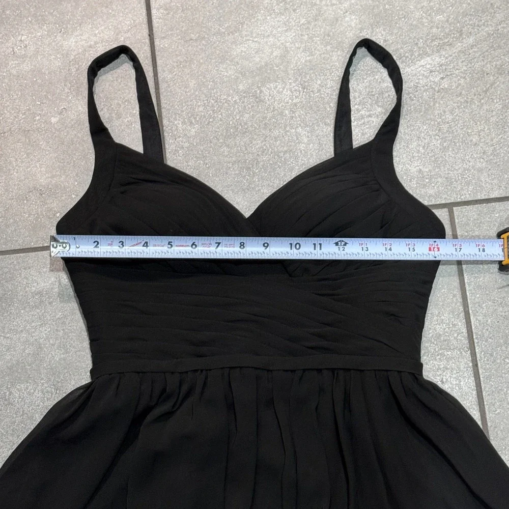 Azazie Maxi Dress Women A6 Black Excellent Ruched Chiffon Formal Gown Slit